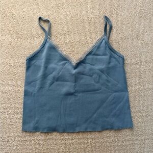 Brandy Melville Blue Camisole with Lace Trim